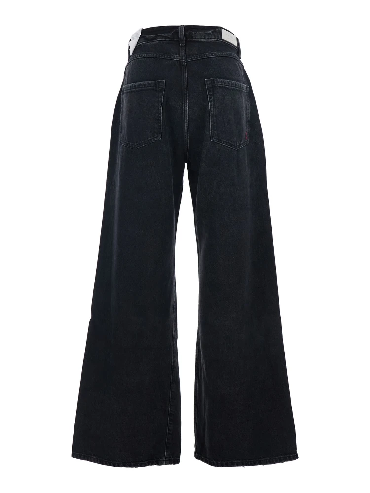 Debby Black Jeans with Wide Leg and Logo Patch on the Rear in Denim Woman alternative
