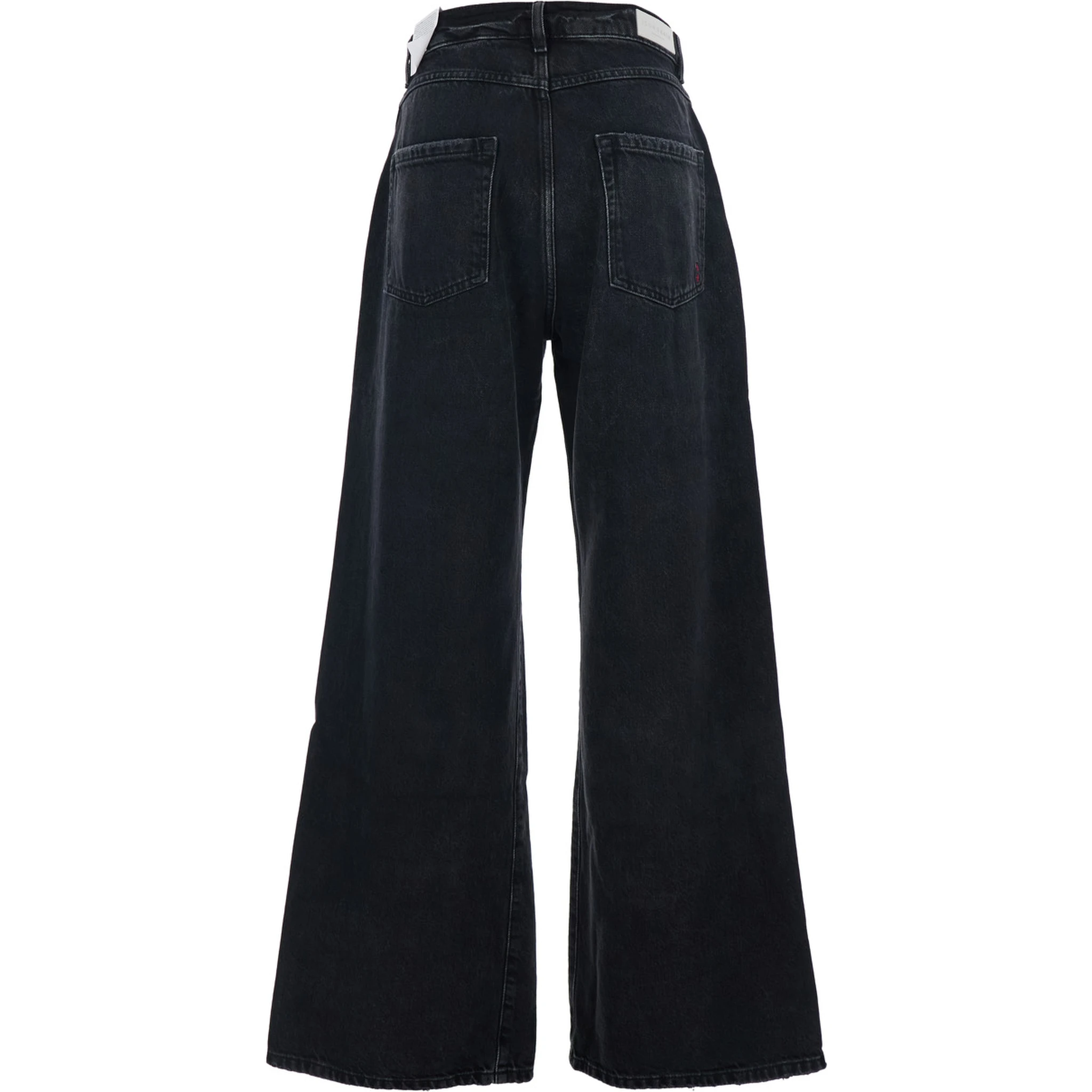 Debby Black Jeans with Wide Leg and Logo Patch on the Rear in Denim Woman