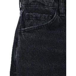 Debby Black Jeans with Wide Leg and Logo Patch on the Rear in Denim Woman