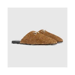 Suede leather sabot with Horsebit