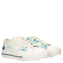 Beige Fabric Low Top Sneakers