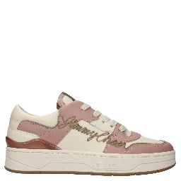 Pink Leather Low Top Sneakers