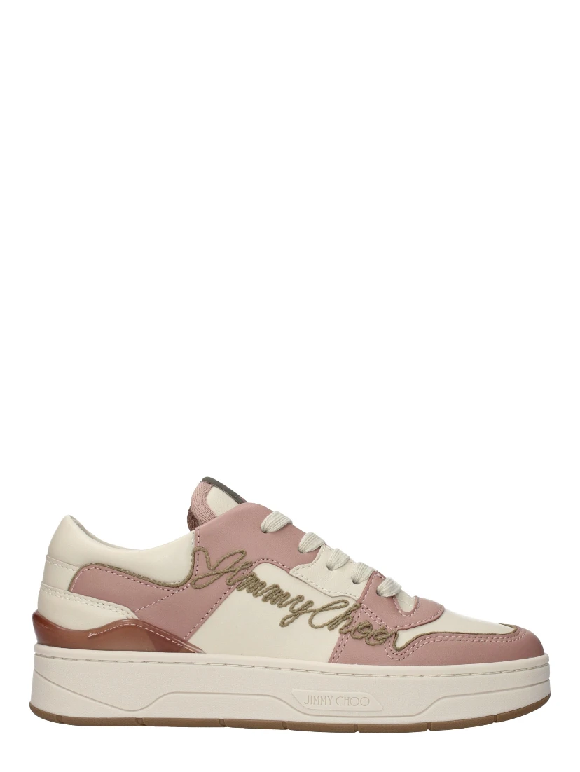 Pink Leather Low Top Sneakers