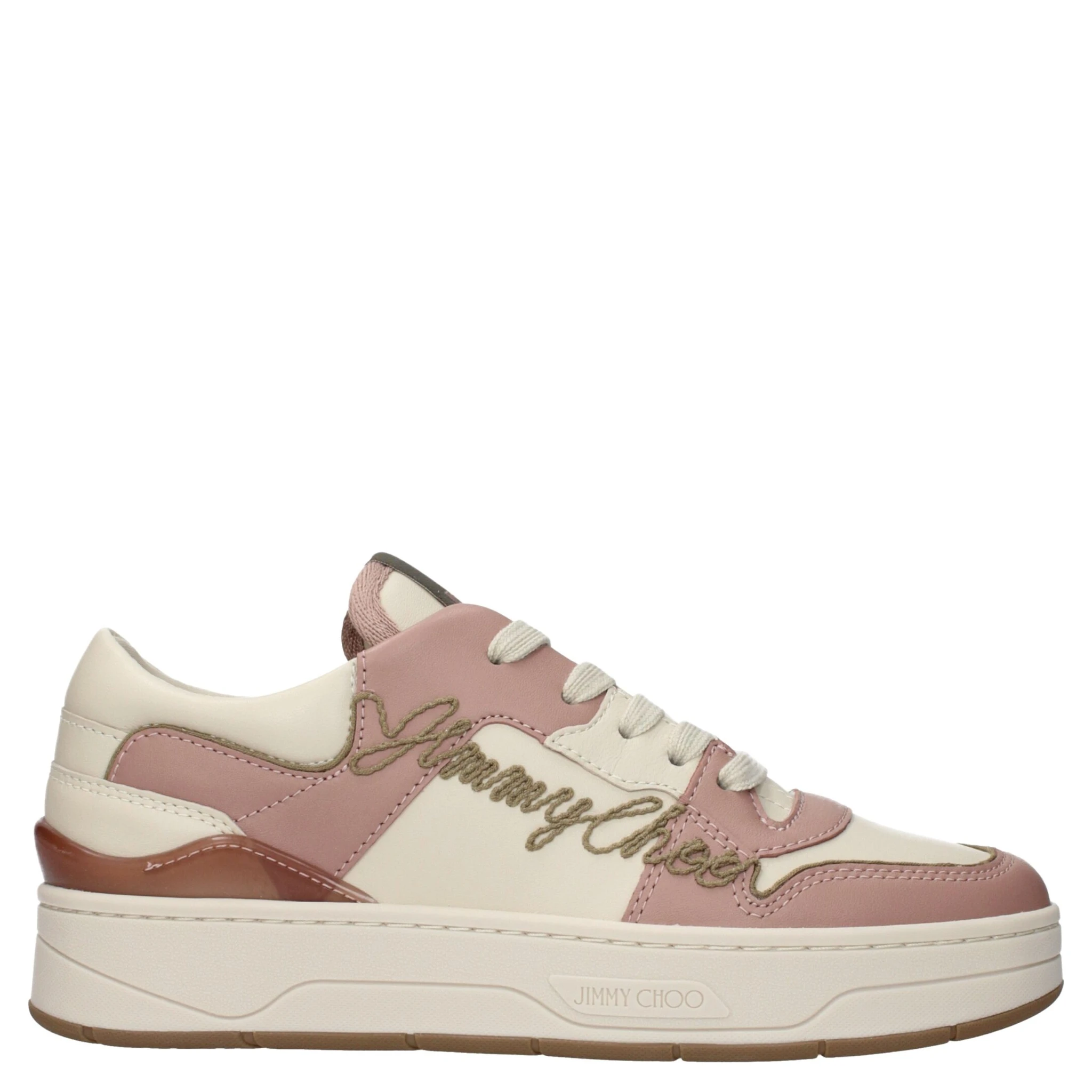 Pink Leather Low Top Sneakers