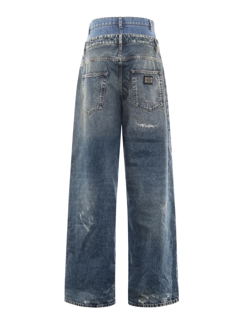 DOUBLE LAYER DENIM JEANS
