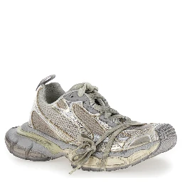3XL Metallic Low Top Sneakers with Logo Detail in Tech Fabric Woman