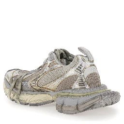 3XL Metallic Low Top Sneakers with Logo Detail in Tech Fabric Woman