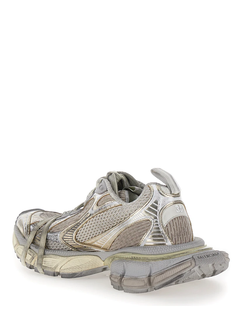 3XL Metallic Low Top Sneakers with Logo Detail in Tech Fabric Woman
