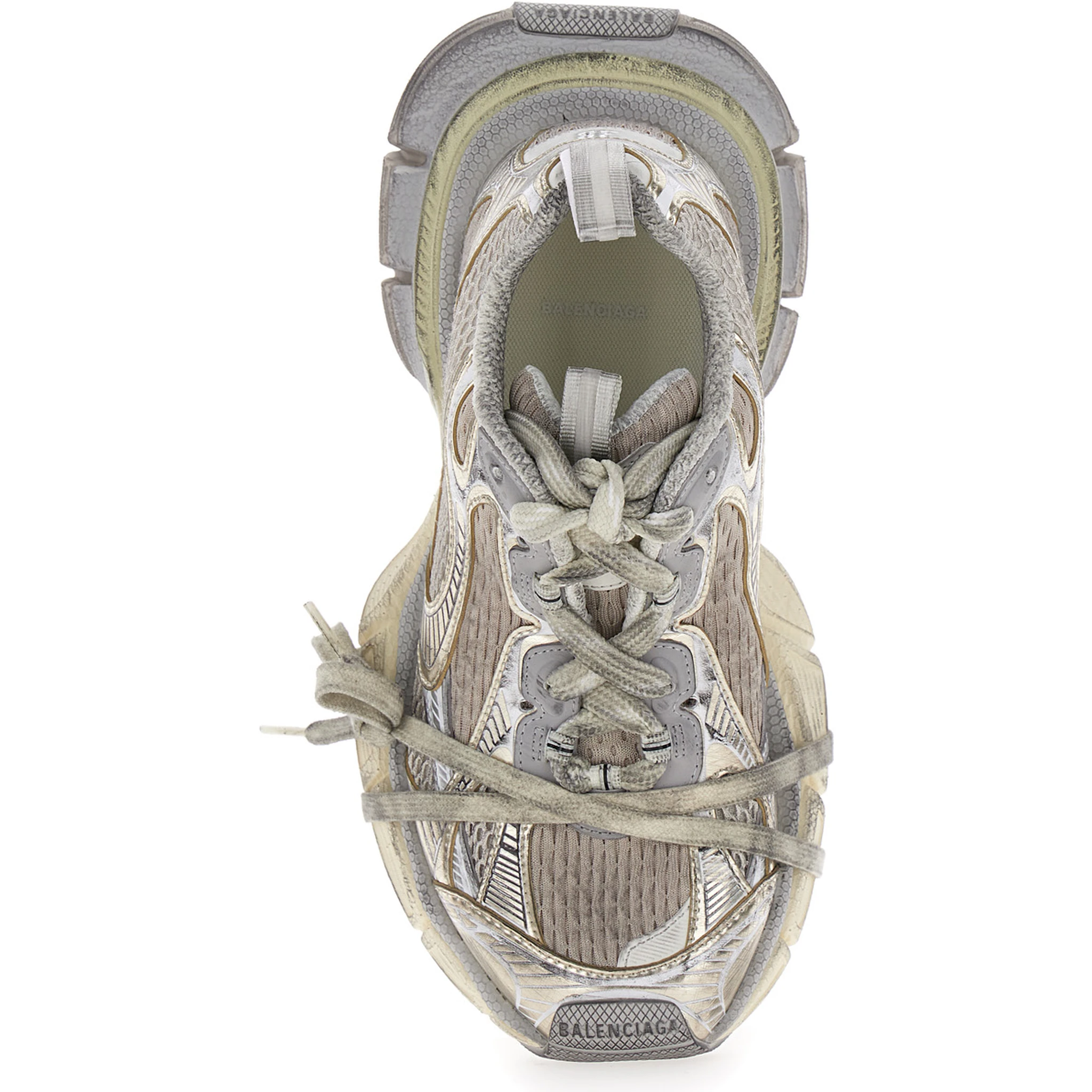 3XL Metallic Low Top Sneakers with Logo Detail in Tech Fabric Woman
