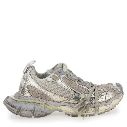 3XL Metallic Low Top Sneakers with Logo Detail in Tech Fabric Woman