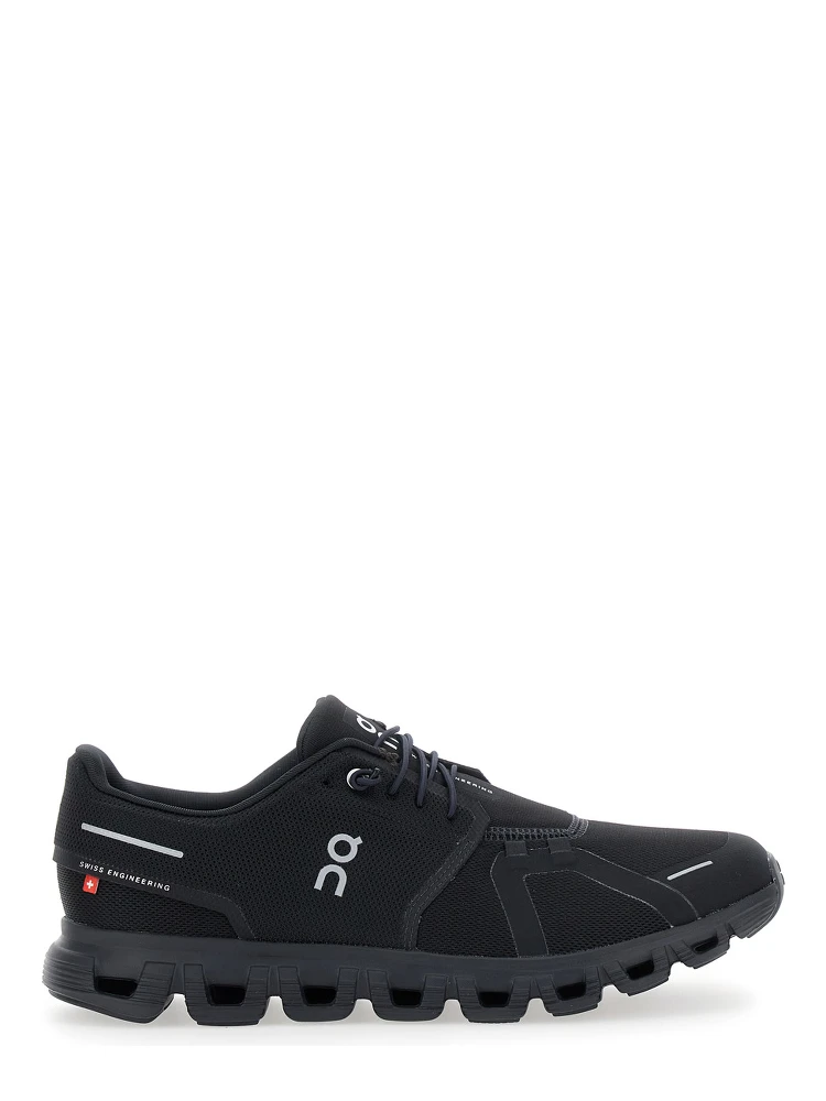 Cloud 6 Black Low Top Sneakers with Mesh Details and Logo on the Side in Tech Fabric Man