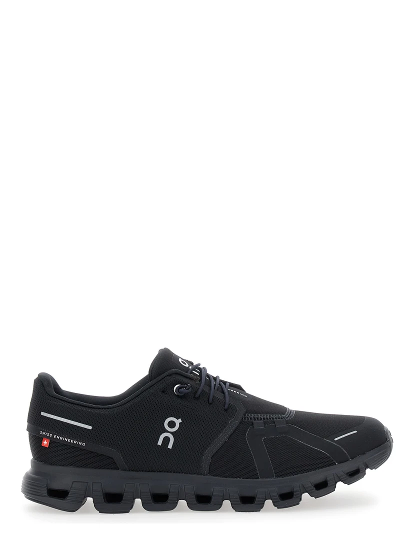 Cloud 6 Black Low Top Sneakers with Mesh Details and Logo on the Side in Tech Fabric Man