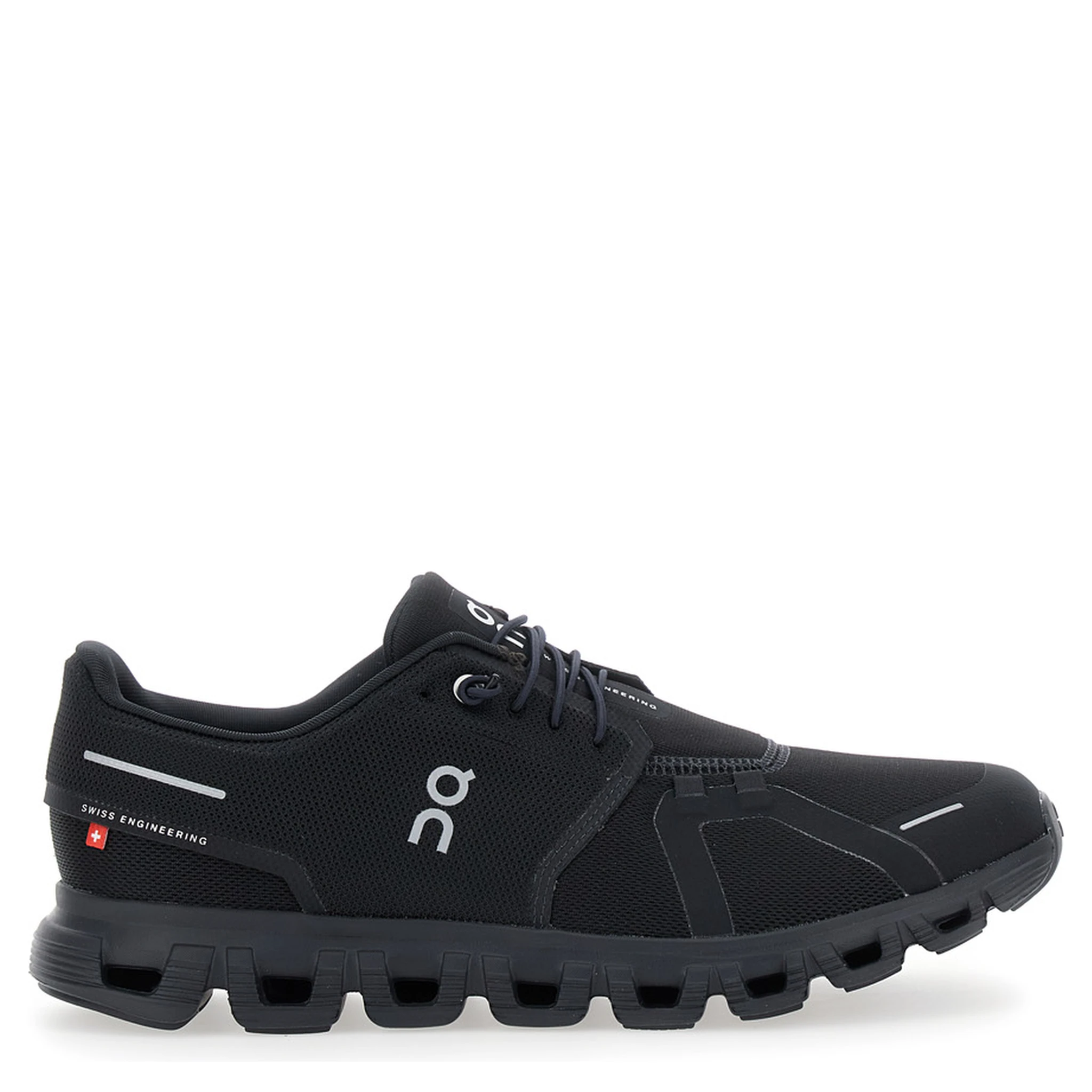 Cloud 6 Black Low Top Sneakers with Mesh Details and Logo on the Side in Tech Fabric Man