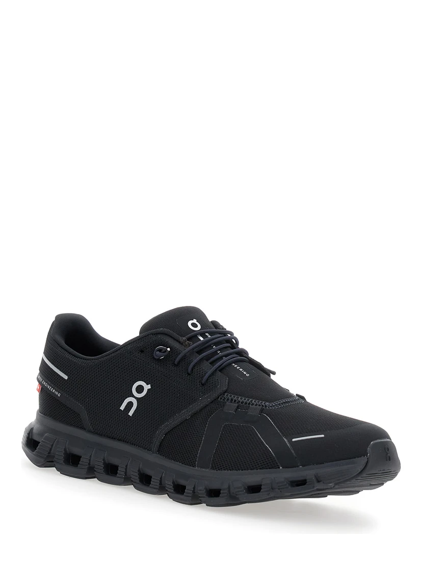Cloud 6 Black Low Top Sneakers with Mesh Details and Logo on the Side in Tech Fabric Man
