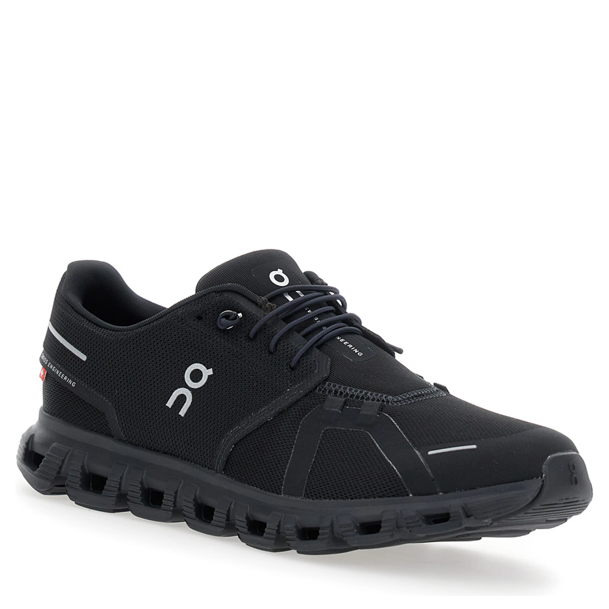 Cloud 6 Black Low Top Sneakers with Mesh Details and Logo on the Side in Tech Fabric Man