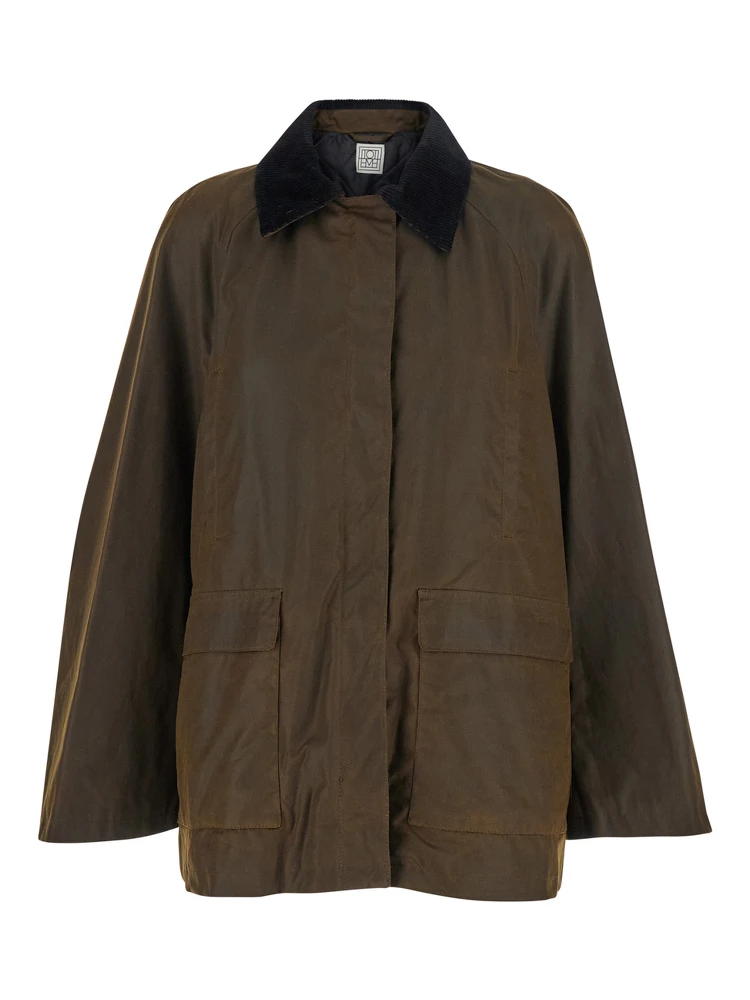 Brown Jacket with Corduroy Collar and Rear English Vents in Cotton Woman