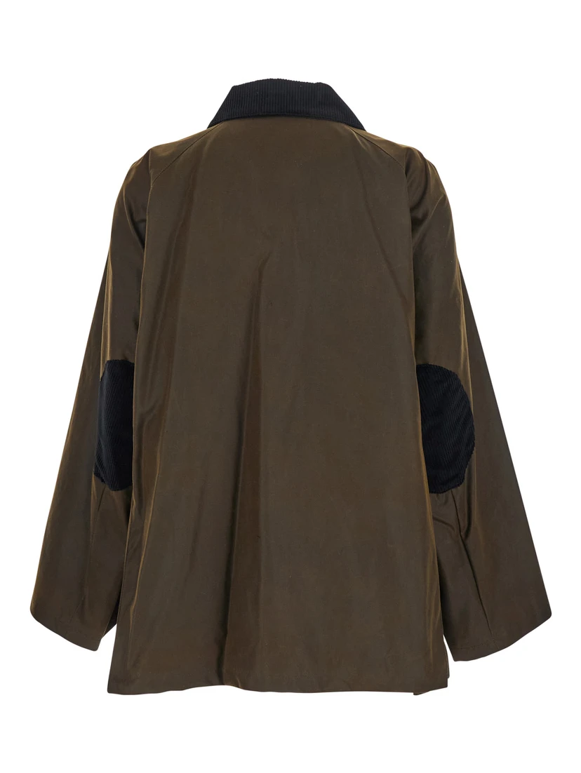 Brown Jacket with Corduroy Collar and Rear English Vents in Cotton Woman