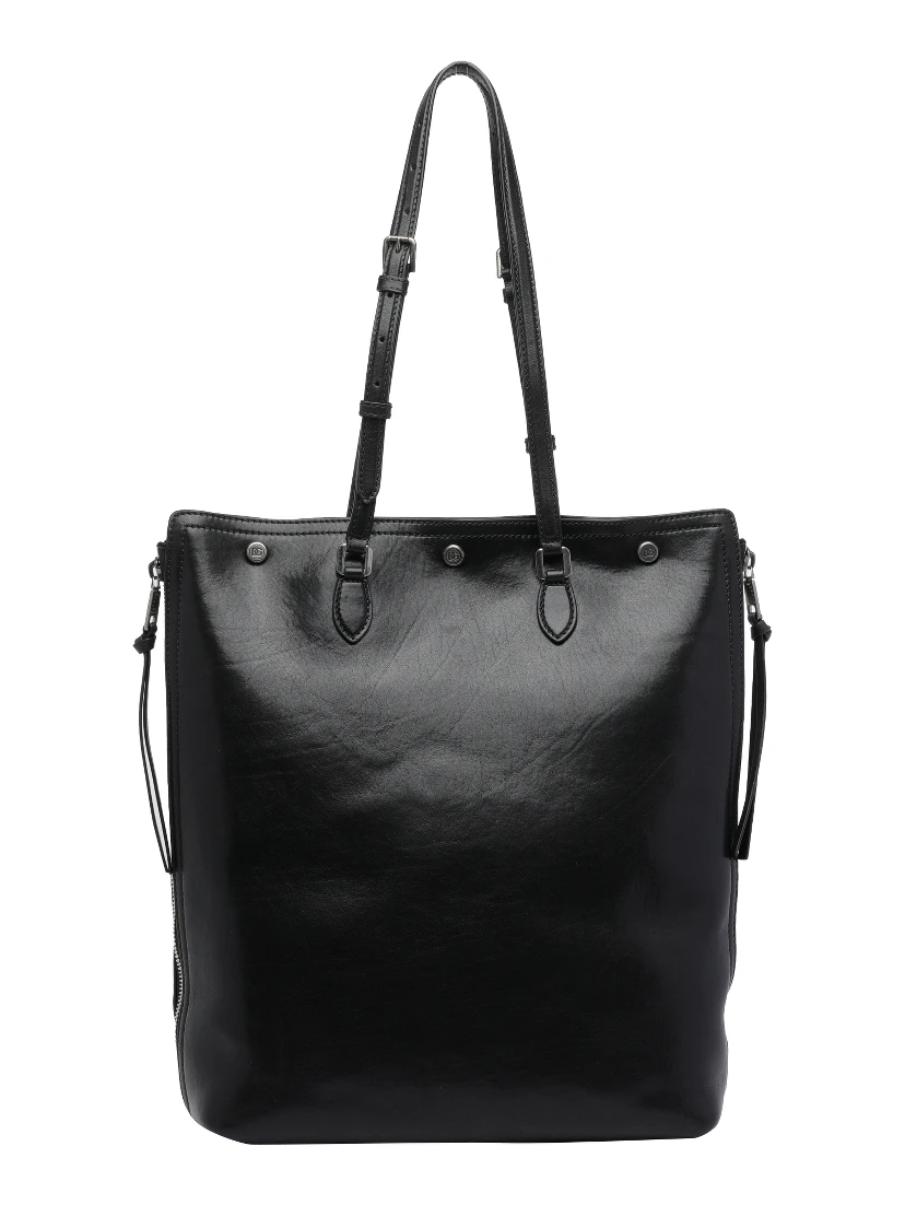 Black leather tote bag