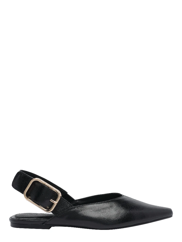 Black Slingback Flat Shoes
