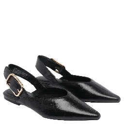 Black Slingback Flat Shoes