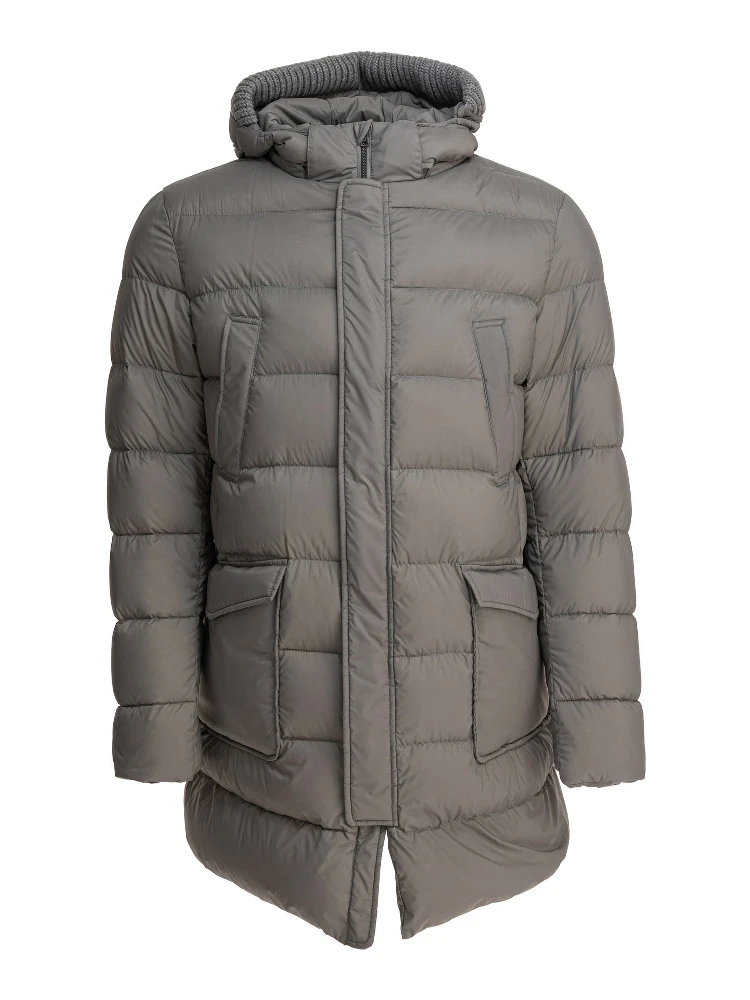Long down jacket with hood