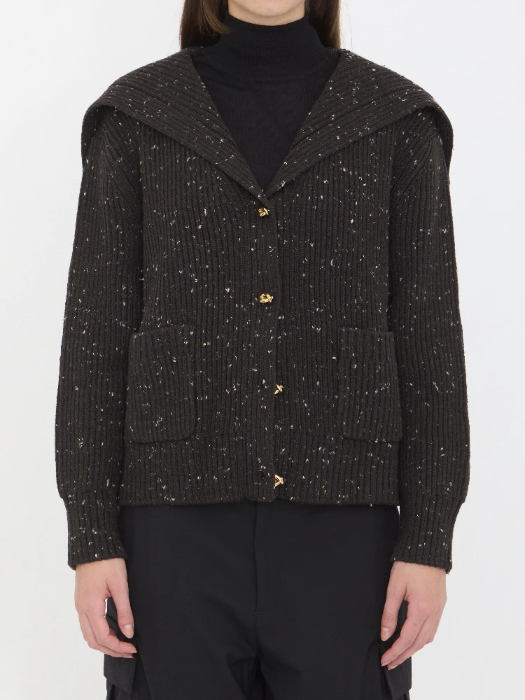 English rib wool cardigan