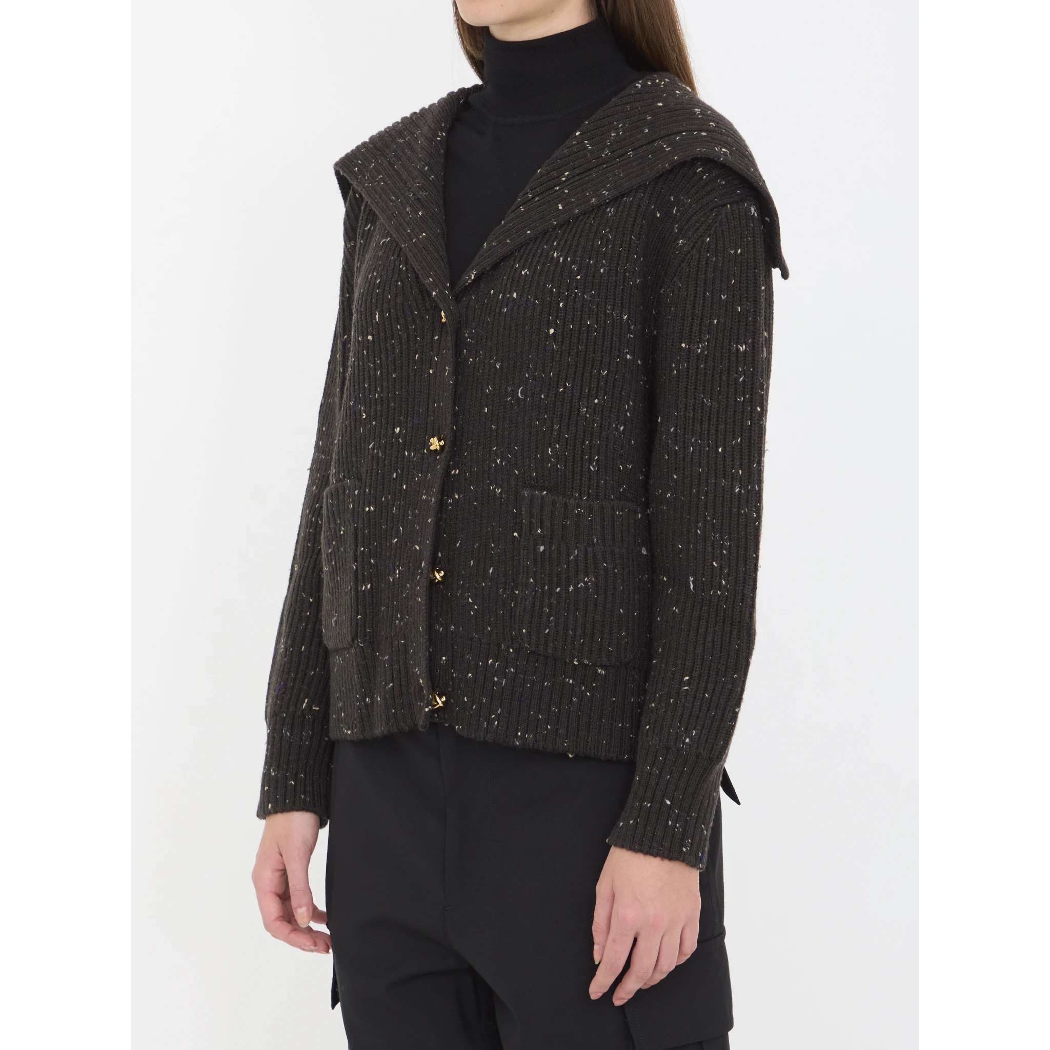 English rib wool cardigan
