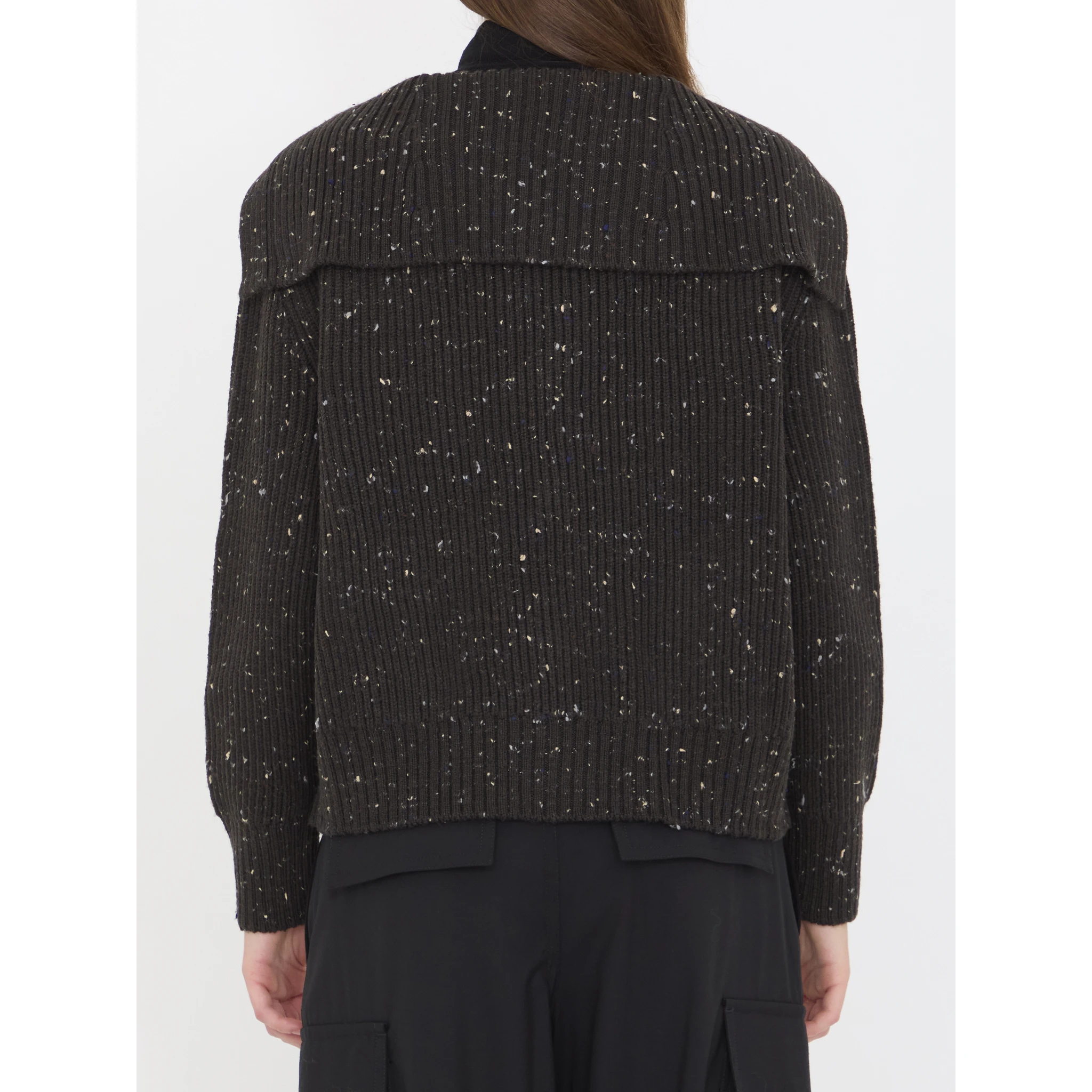 English rib wool cardigan
