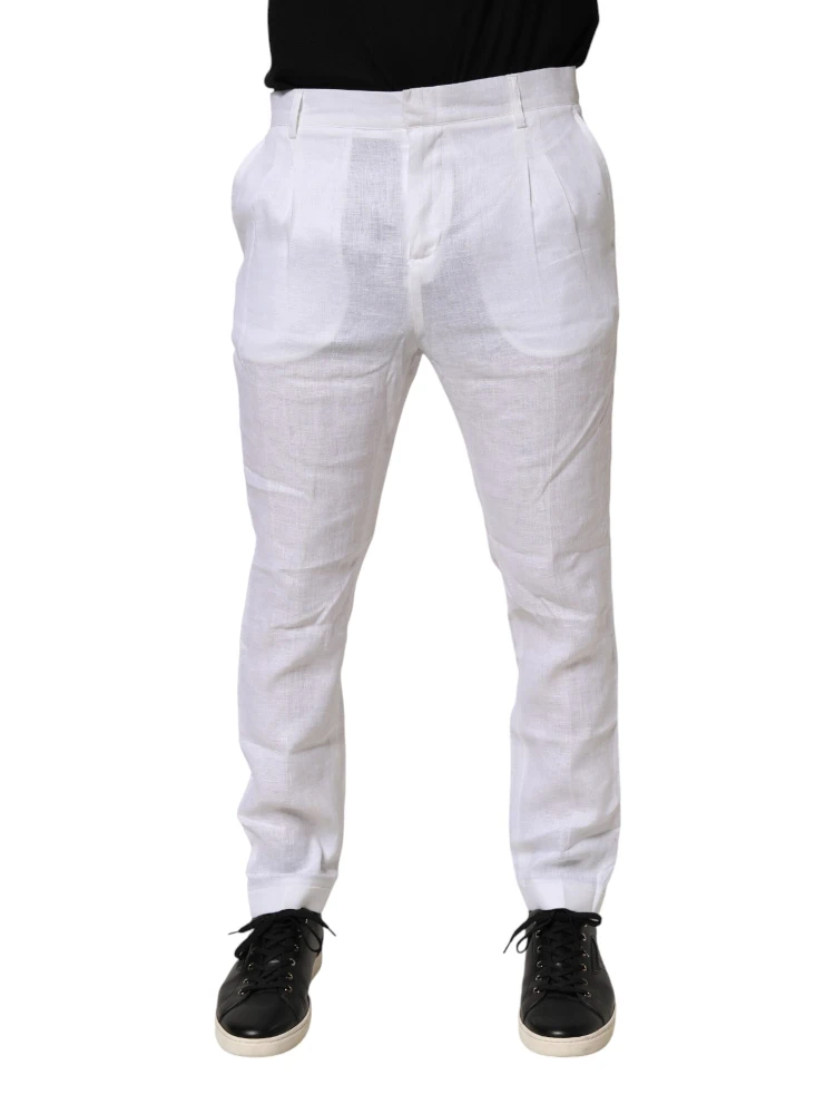 White Linen Formal Dress Trouser Pants