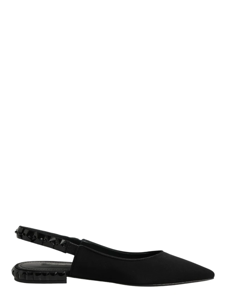Black Crystal Charmeuse Slingback Shoes