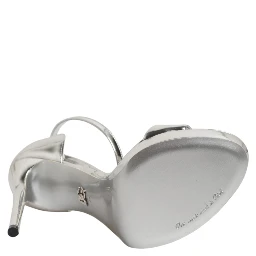 Silver Leather Platform Keira Sandals Shoes