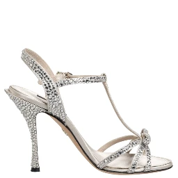 Silver Strass Ankle Strap Heels Sandals Shoes
