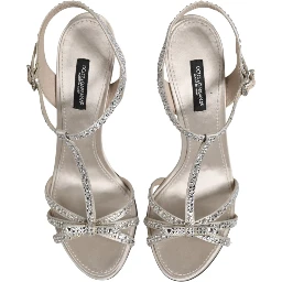 Silver Strass Ankle Strap Heels Sandals Shoes