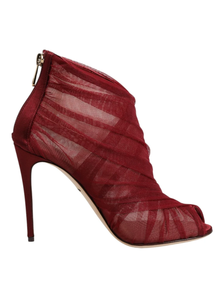 Red Tulle Ankle Boots Stiletto Heels Shoes alternative