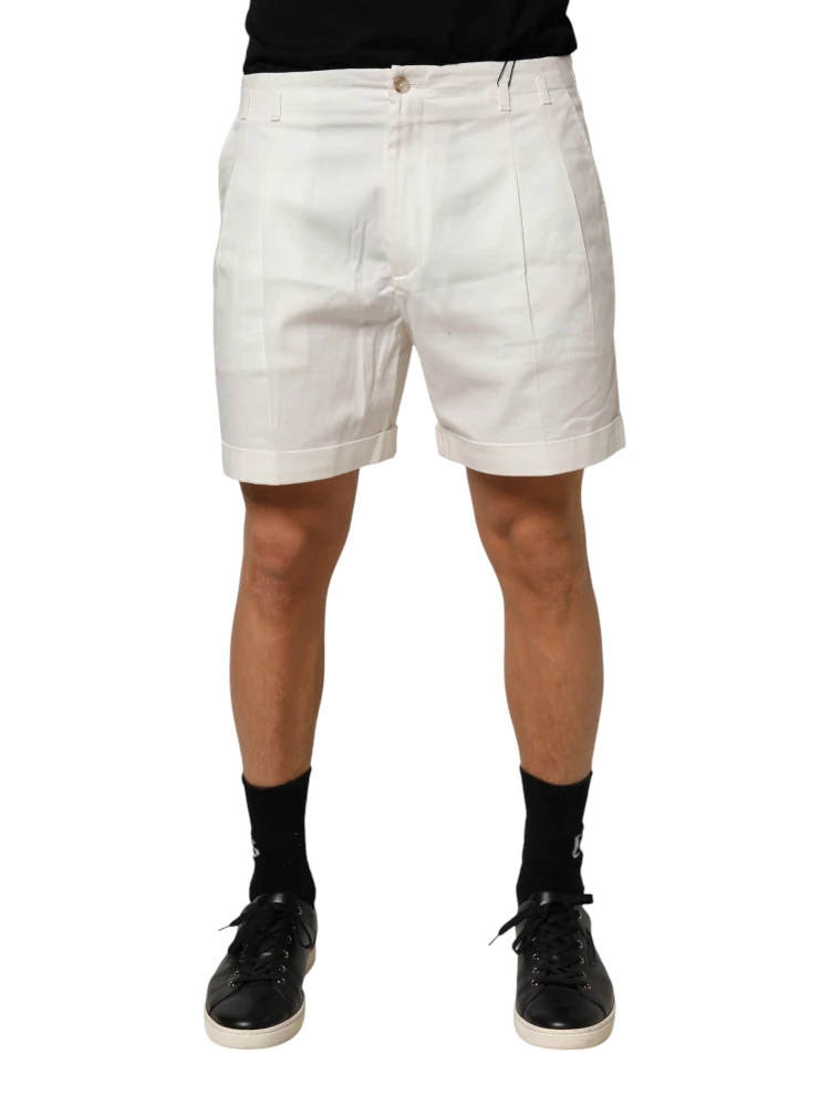 White Cotton Mid Waist Men Bermuda Shorts alternative