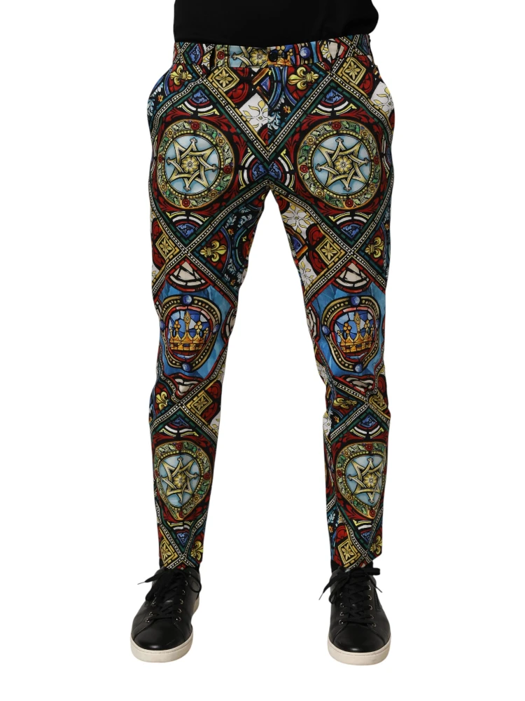 Multicolor Stained Glass Window Style Print Men Pants alternative