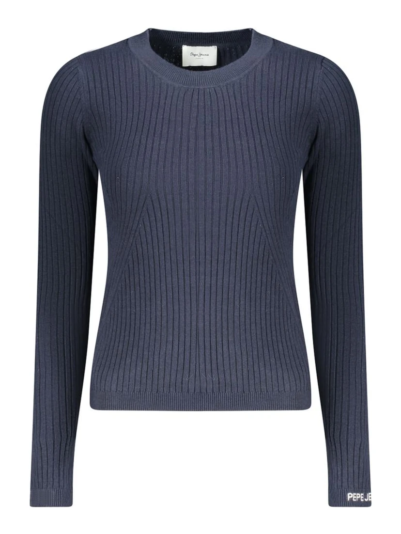 Blue Cotton Women Sweater