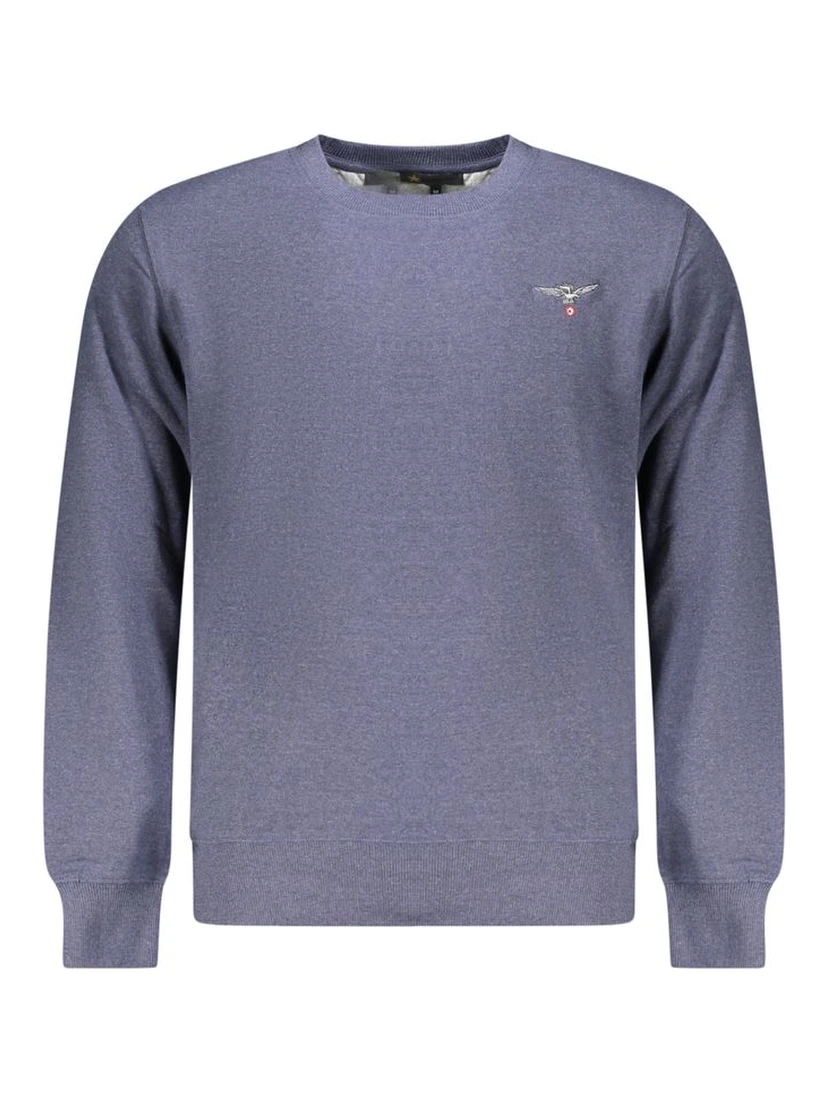 Blue Cotton Men Sweater