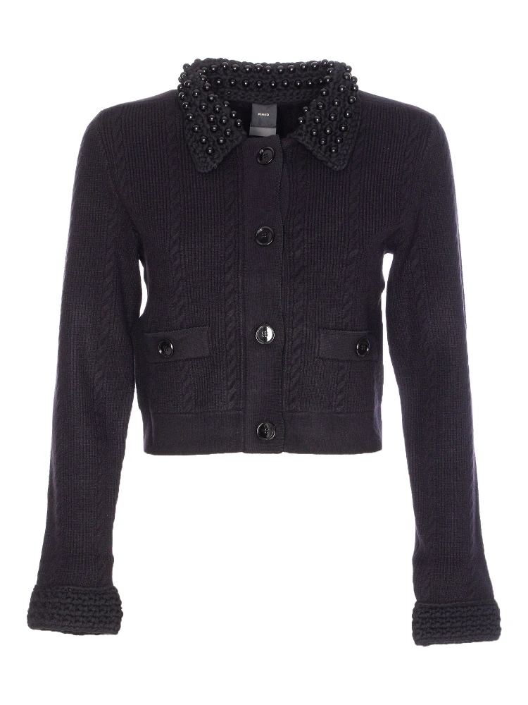 Embellished-collar cardigan