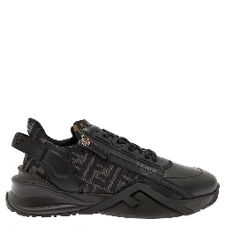 Fendi Flow Black Low-Top Sneaker with Logo Detail in Leather Man