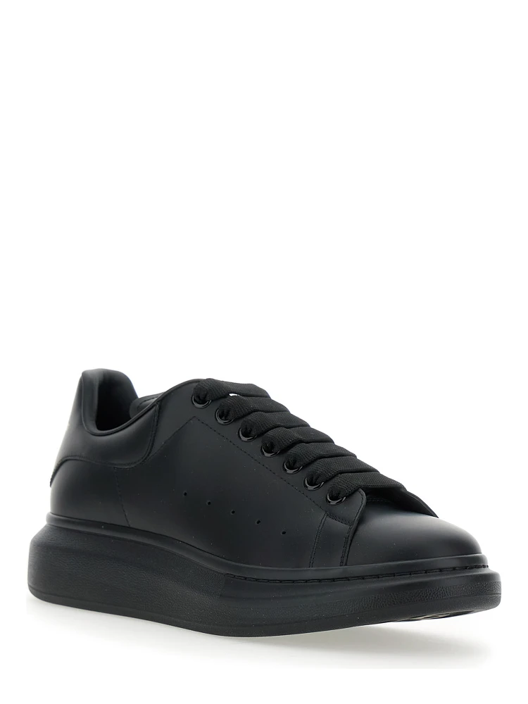 Black Oversize Sneakers with Logo Lettering on the Heel in Leather Man alternative