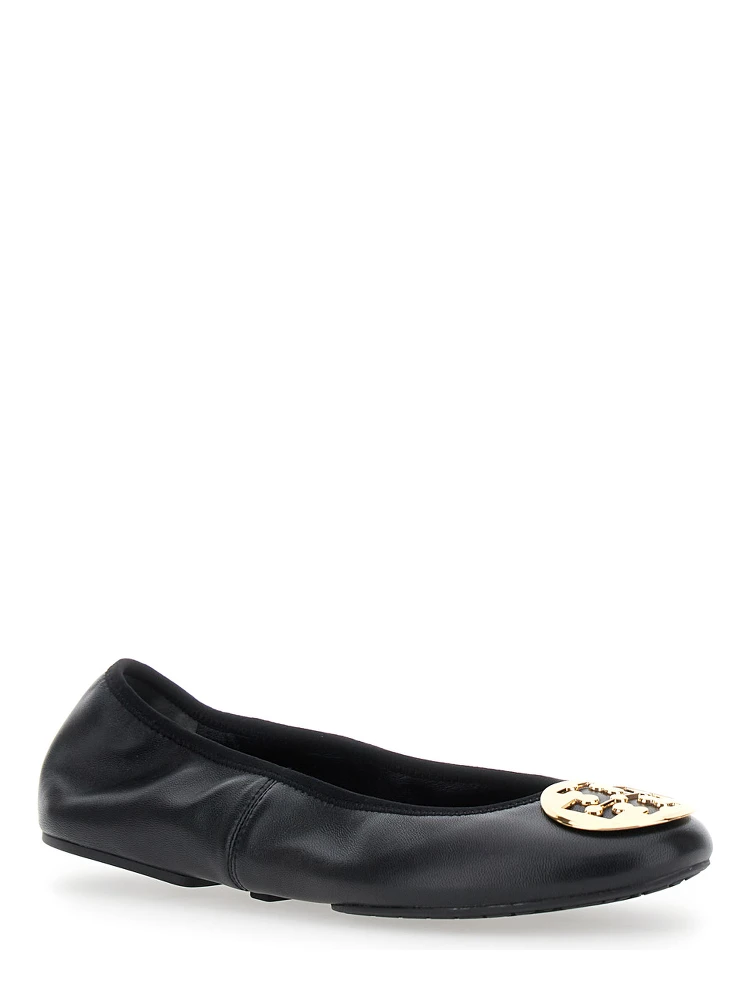 Black Ballerinas with Logo Plaque on the Front in Leather Woman alternative