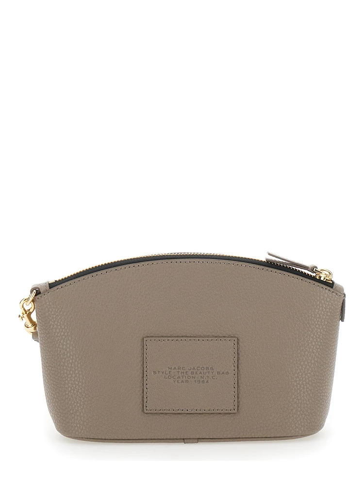 The Beauty Bag Grey Clutch Bag with Logo Print on the Front in Leather Woman alternative