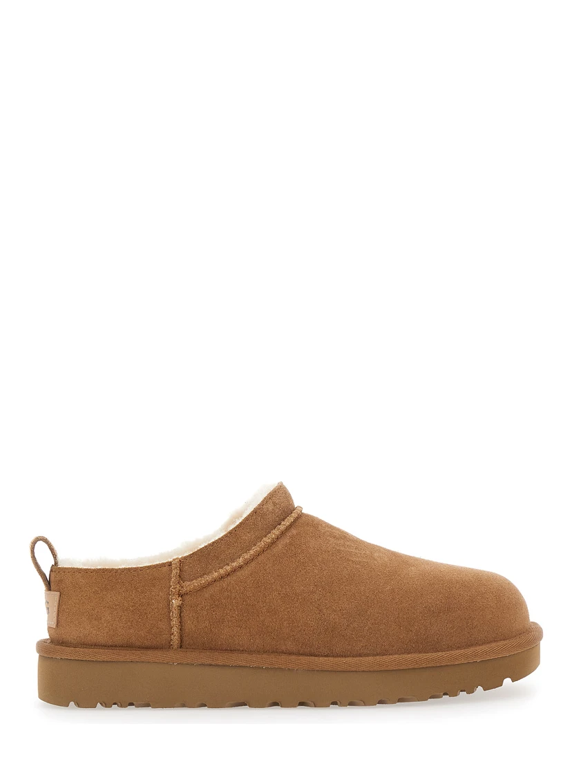 “Classic Micro” Beige Ankle Boots with Logo Embossed in Suede Woman