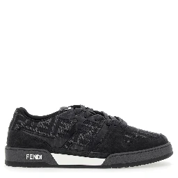 Match Grey Sneakers with Logo Patch on the Tongue and All-Over FF Motif in Leather Man
