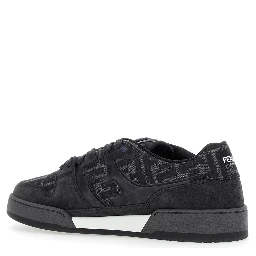Match Grey Sneakers with Logo Patch on the Tongue and All-Over FF Motif in Leather Man