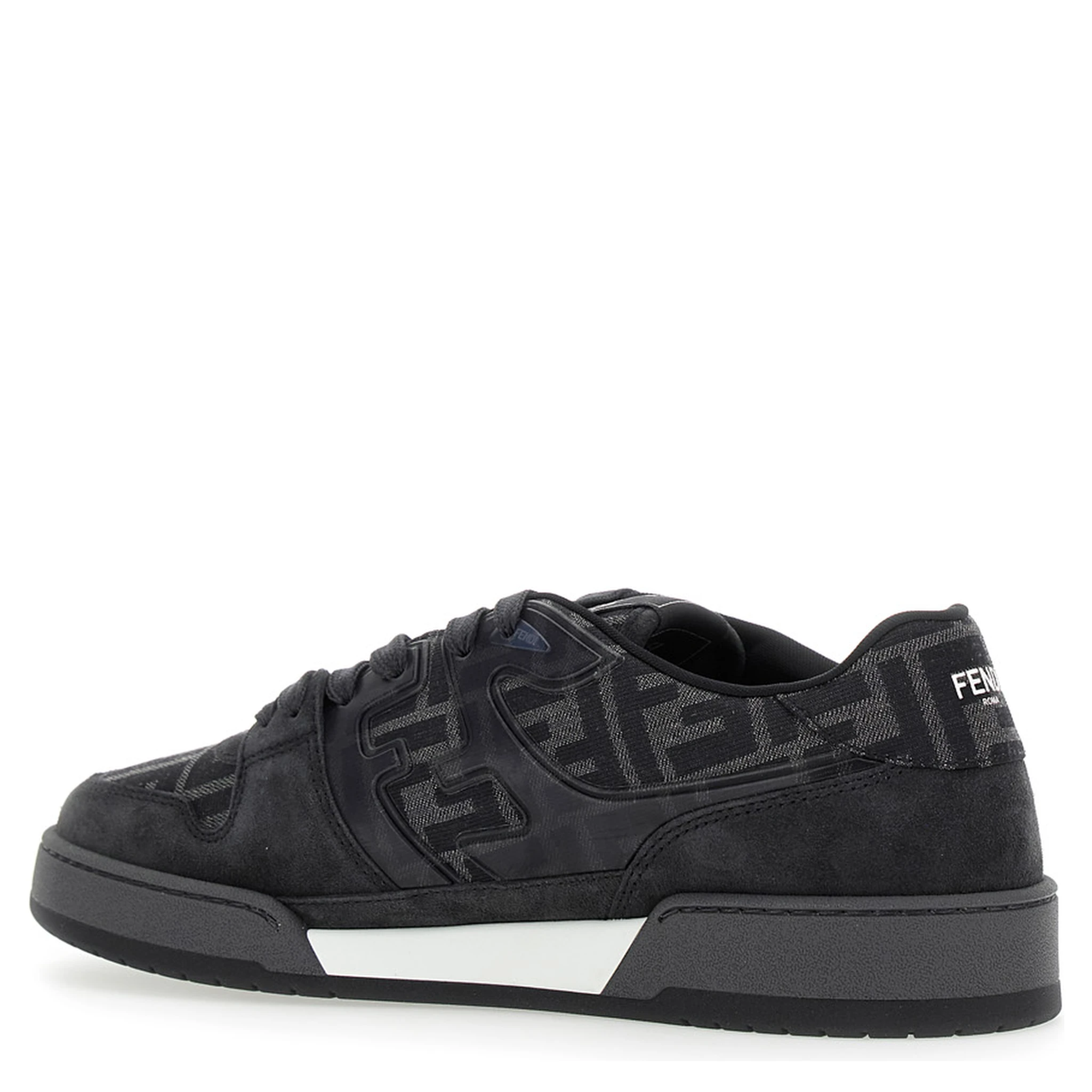 Match Grey Sneakers with Logo Patch on the Tongue and All-Over FF Motif in Leather Man