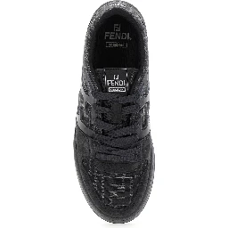Match Grey Sneakers with Logo Patch on the Tongue and All-Over FF Motif in Leather Man