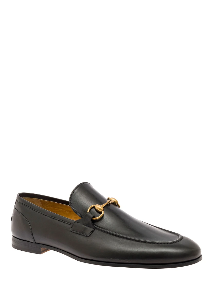 Jordaan Black Loafers with Horsebit Detail in Leather Man