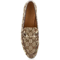 Gucci Jordan Beige and Ebony Loafers with Horsebit Detail in Original GG Fabric Woman
